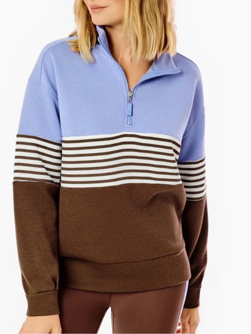 Addison Bay Soft Luxe Varsity Quarter Zip Sz L